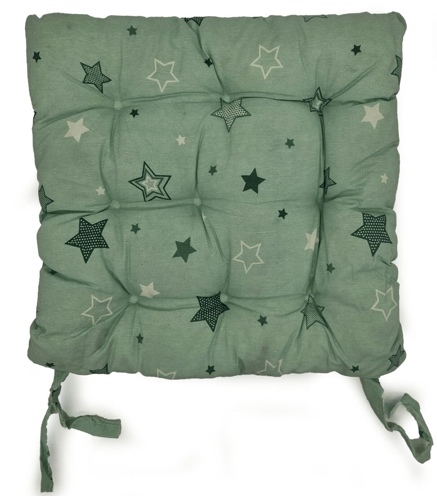 Seat Pad Dining Garden Kitchen Chair Cushions Tie On Stars Green