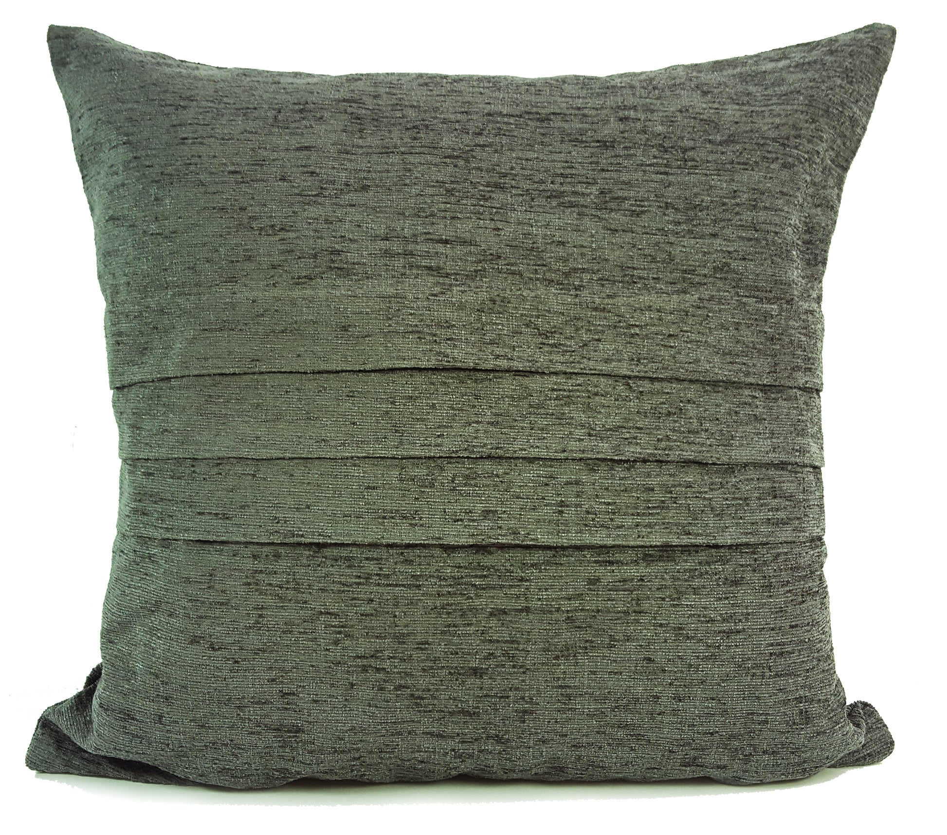 Set of 4 Cushion plain Heavy Chenille cushions Filled Grey Pleated
