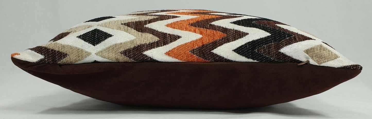 Cushions Large New Soft Chenille ZIG ZAG Scatter Cushions or Covers 17" X "17" orange side view