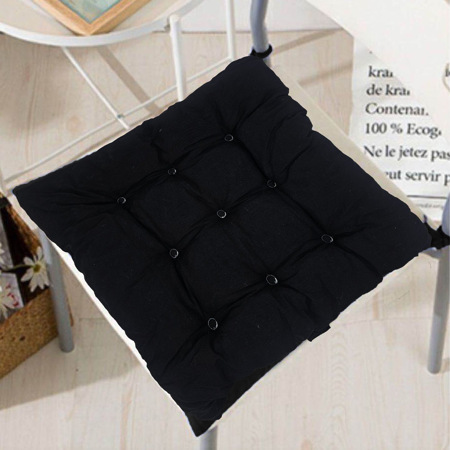 Seat Pad Dining Room Garden Kitchen Chair Seat Cushions Tie On Plain