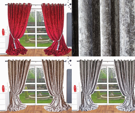 Crushed Velvet Curtains Eyelet Ring Top Blackout curtains