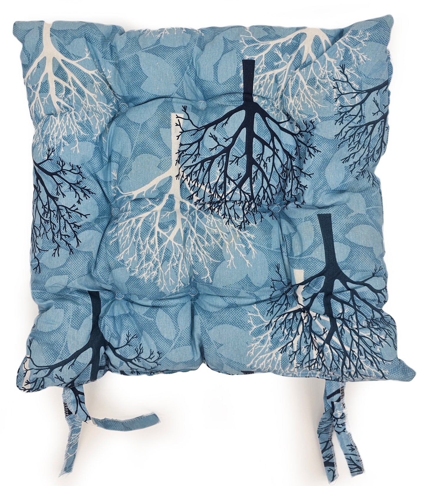 Seat Pad Dining Garden Kitchen Chair Cushions Tie On Tree Blue