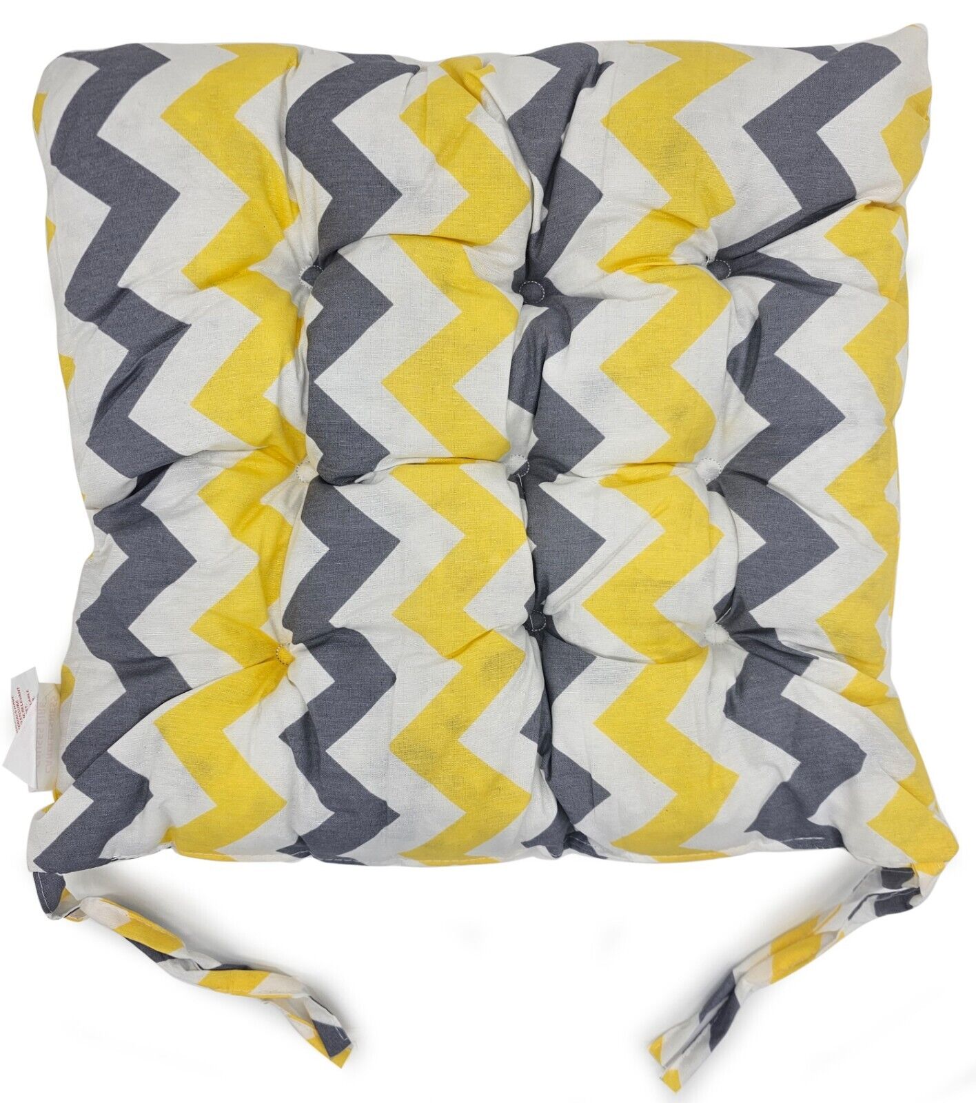 Seat Pad Dining Garden Kitchen Chair Cushions Tie On Zigzag Mustard grey