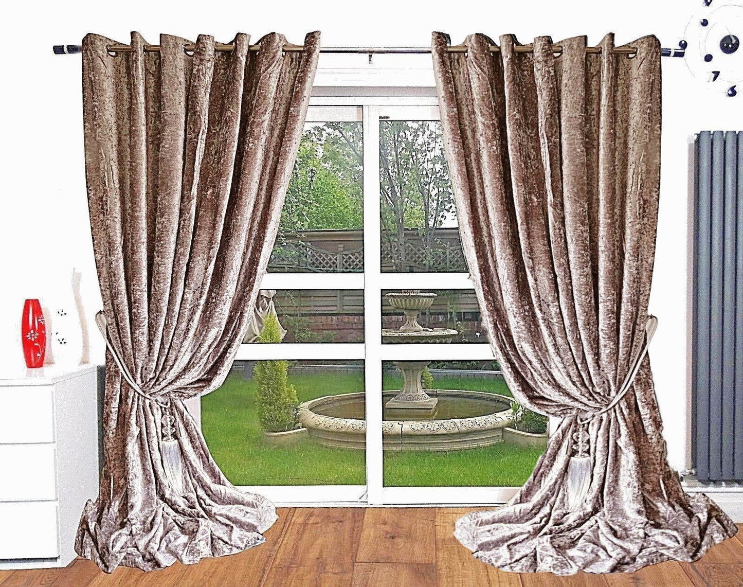 Crushed Velvet Curtains Eyelet Ring Top Blackout curtains