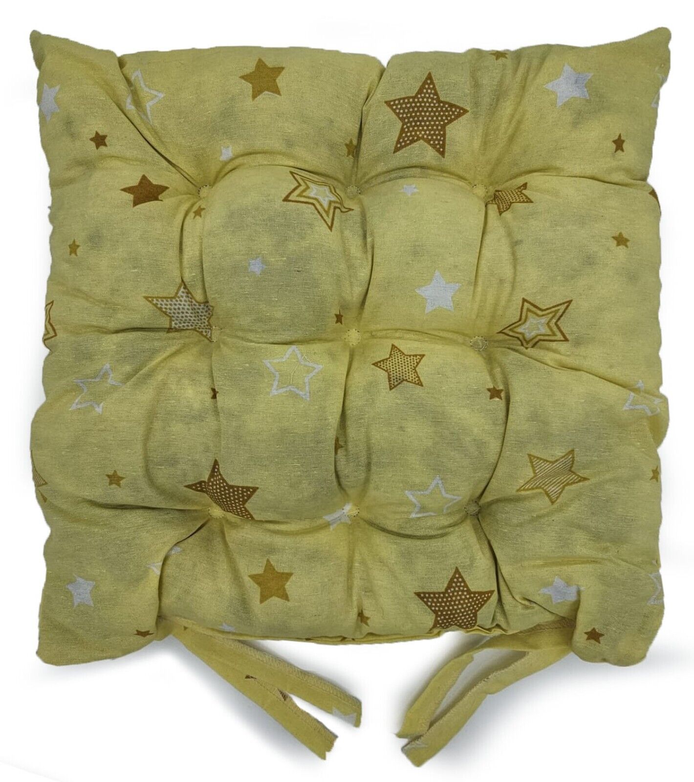 Seat Pad Dining Garden Kitchen Chair Cushions Tie On Stars Yellow