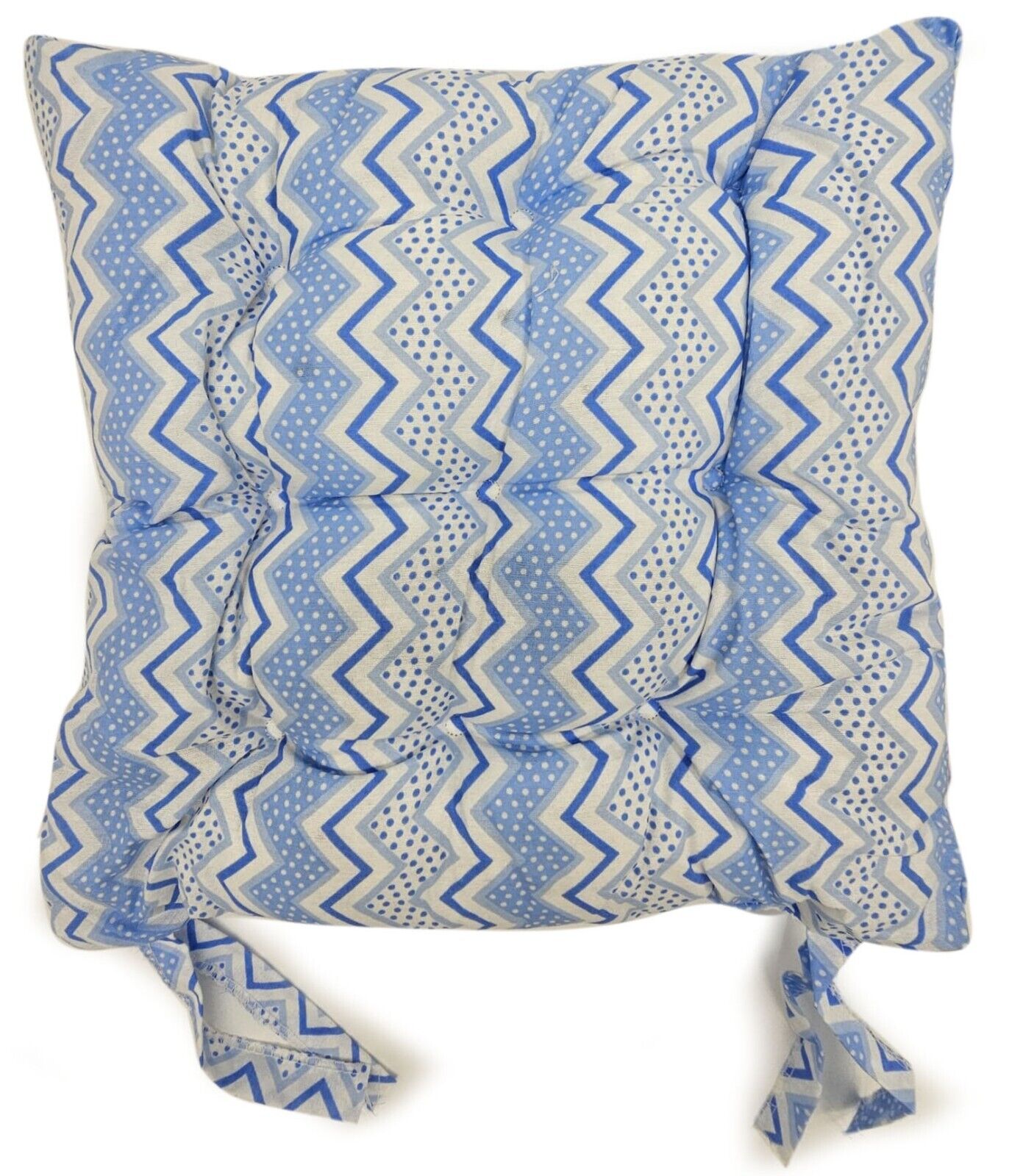 Seat Pad Dining Garden Kitchen Chair Cushions Tie On Zigzag Blue