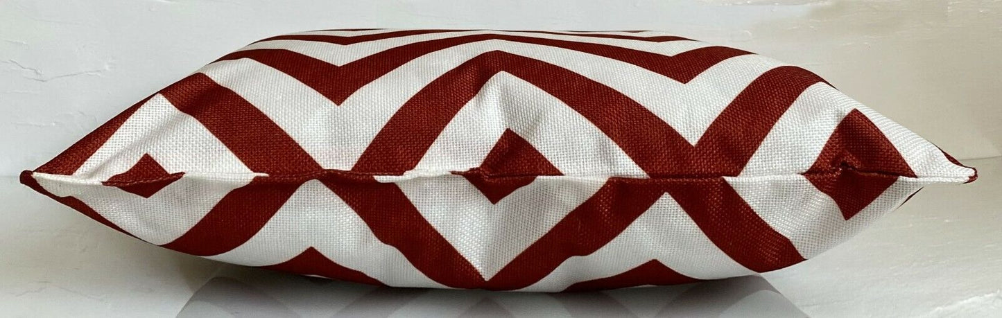 Cushion Cover or Cushion Chevron ZIG ZAG stripe cotton Geometric 17" x 17" Terracotta side view