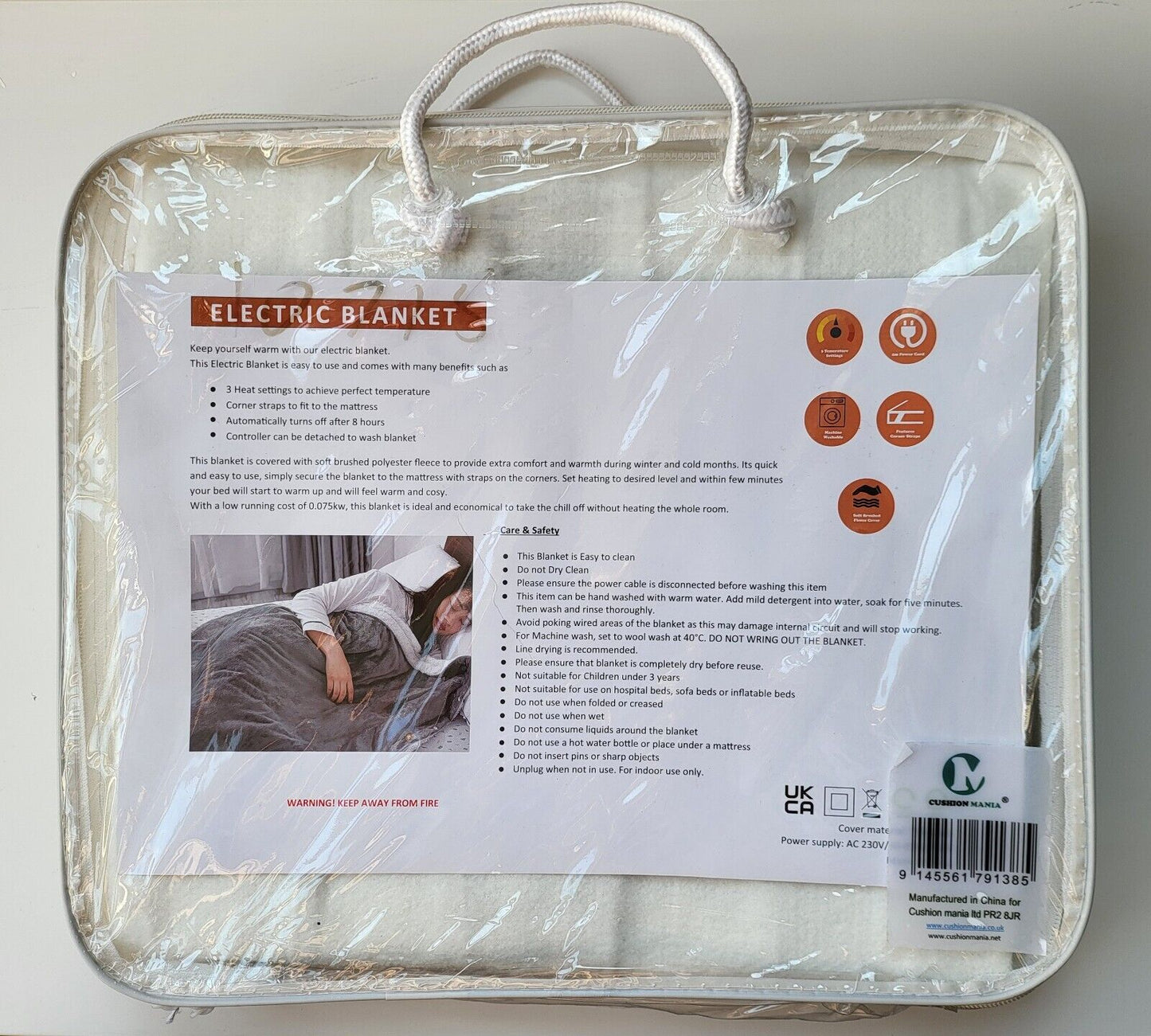 Cosy Electric Blankets Single Double King Size Electric Blankets White