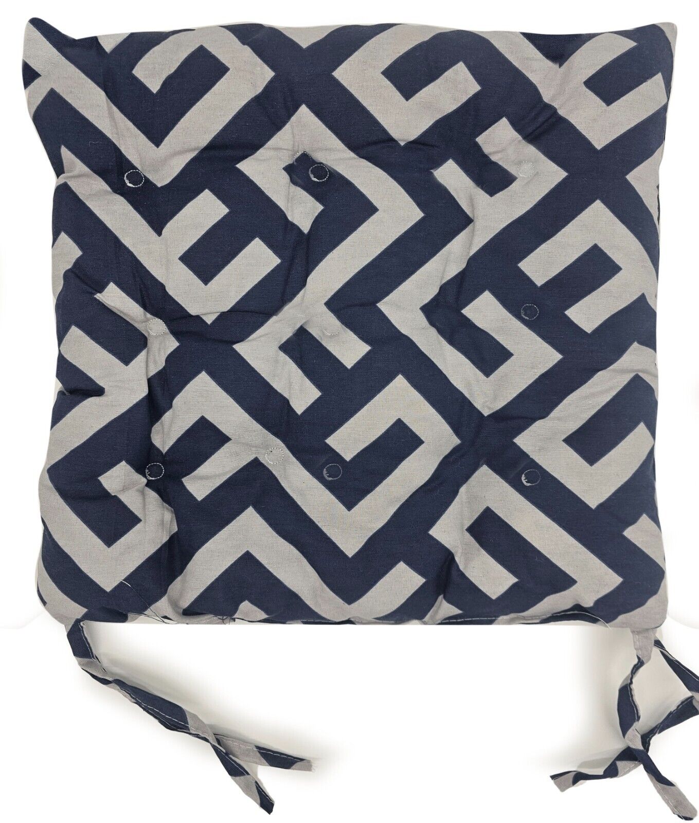 Seat Pad Dining Garden Kitchen Chair Cushions Tie On Maze Black and White