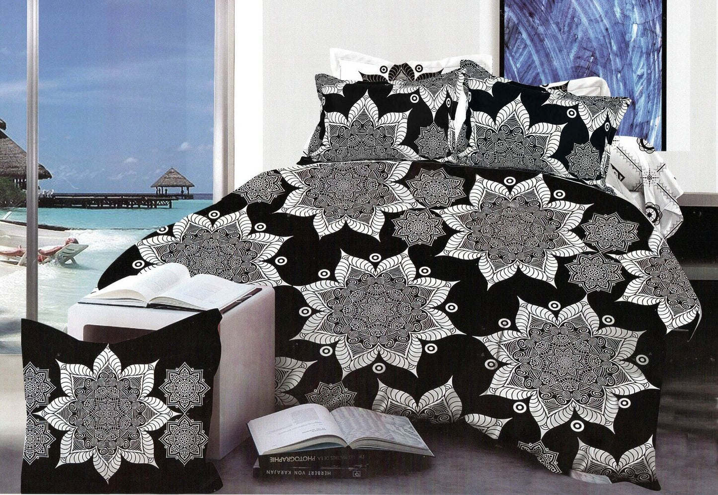 Duvet Cover Quilt Cover Bedding Sets Double King Size black white