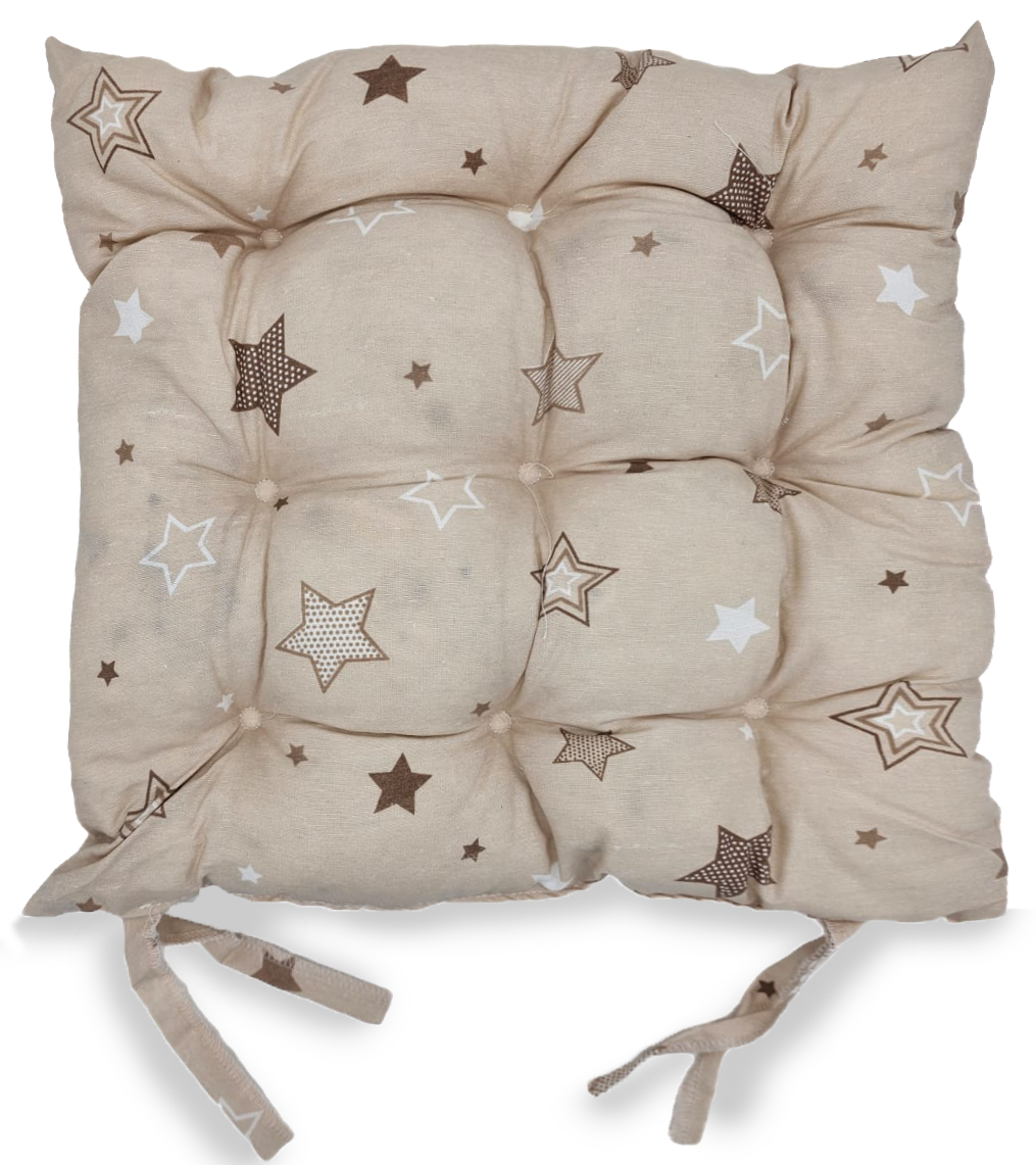 Seat Pad Dining Garden Kitchen Chair Cushions Tie On Stars Latte