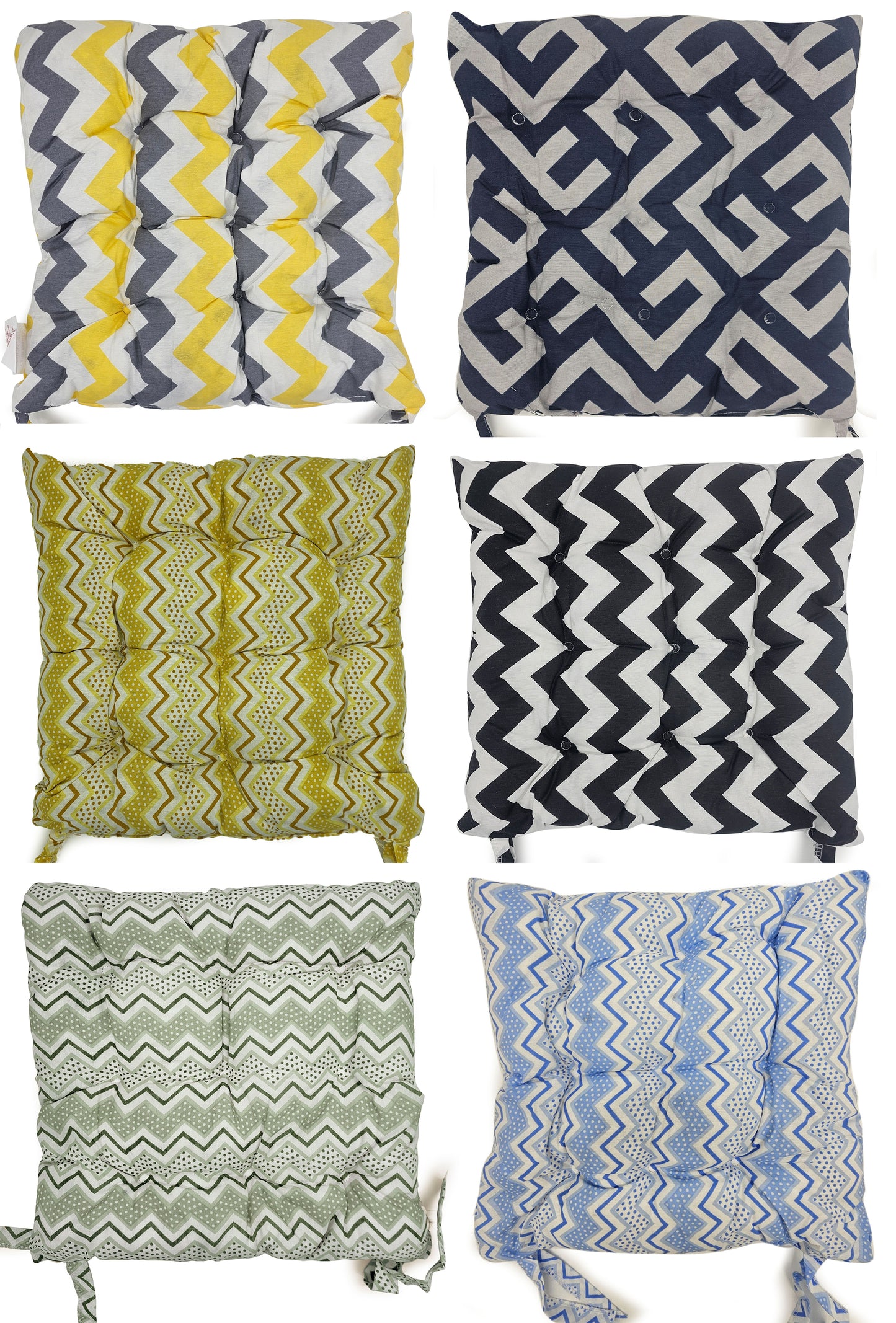 Seat Pad Dining Garden Kitchen Chair Cushions Tie On Zigzag