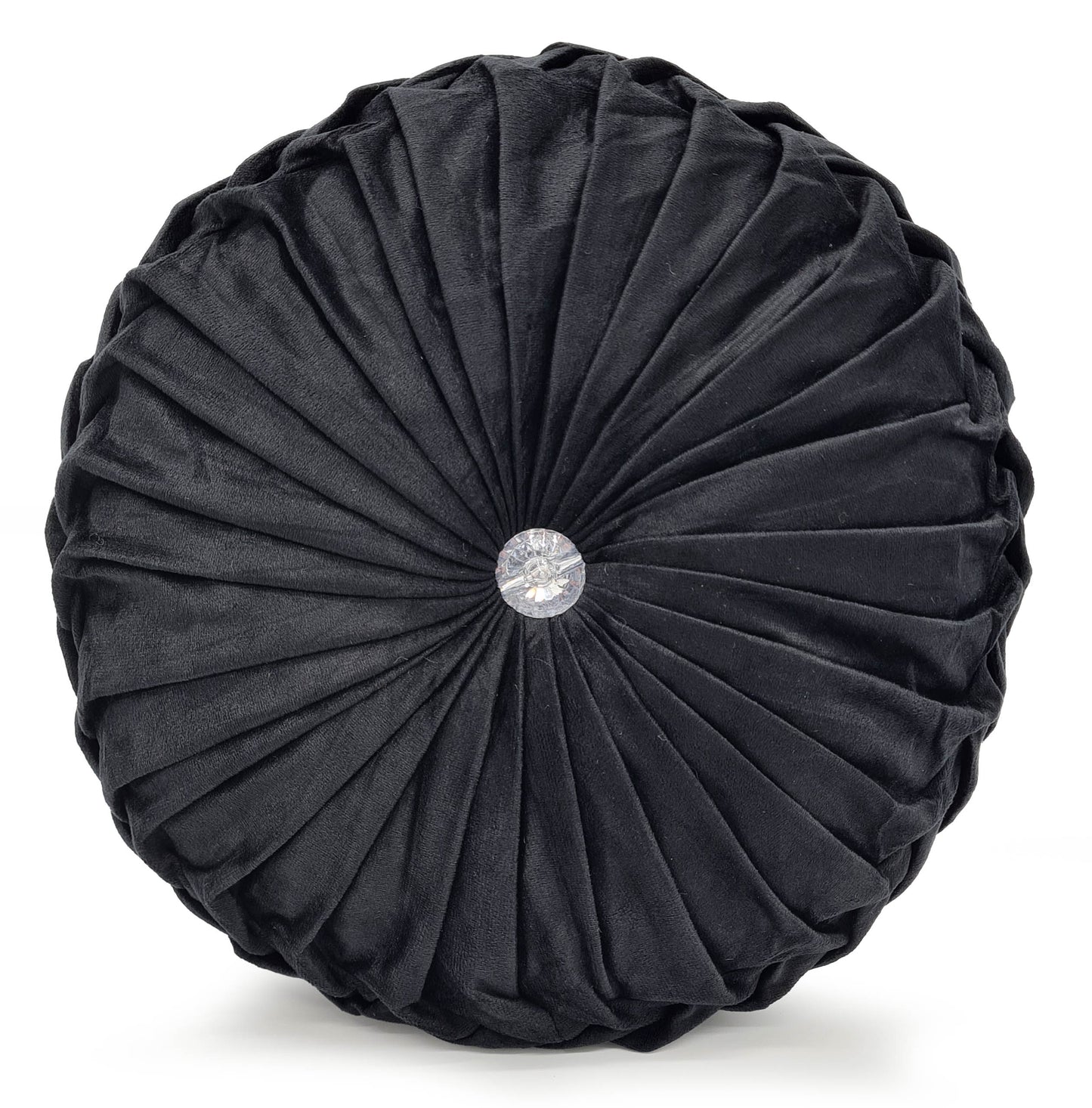 Cushion Soft PLUSH Velvet Cushions Luxury Chic Filled Scatter Cushion Round BLACK