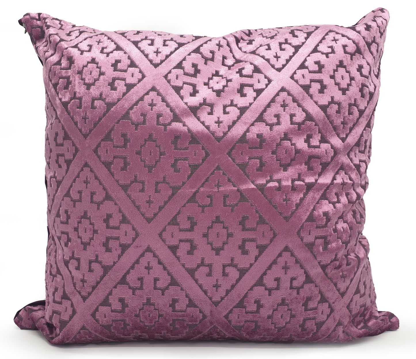 Set of 4 Cushions Filled Large Covers Velvet Damask diamond PURPLE