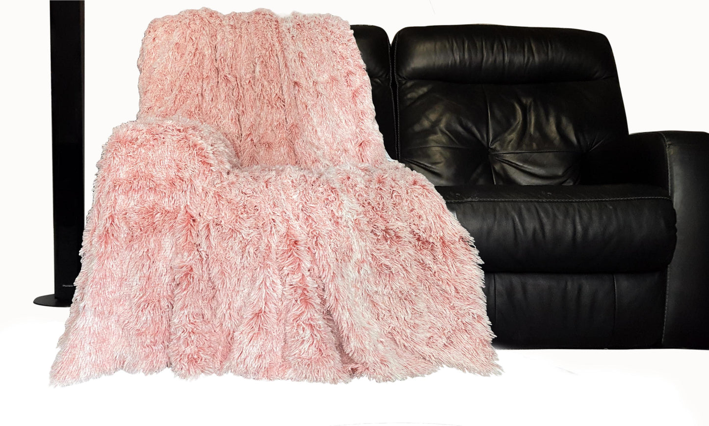 Super Soft Large Throws Cuddly 2 TONE Faux Fur Fluffy Throw over 150cm x 200cm BLUSH PINK