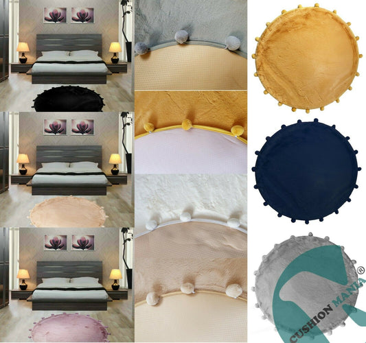 Round Faux Fur Rug Carpet Pom Pom Mat Anti-Skid