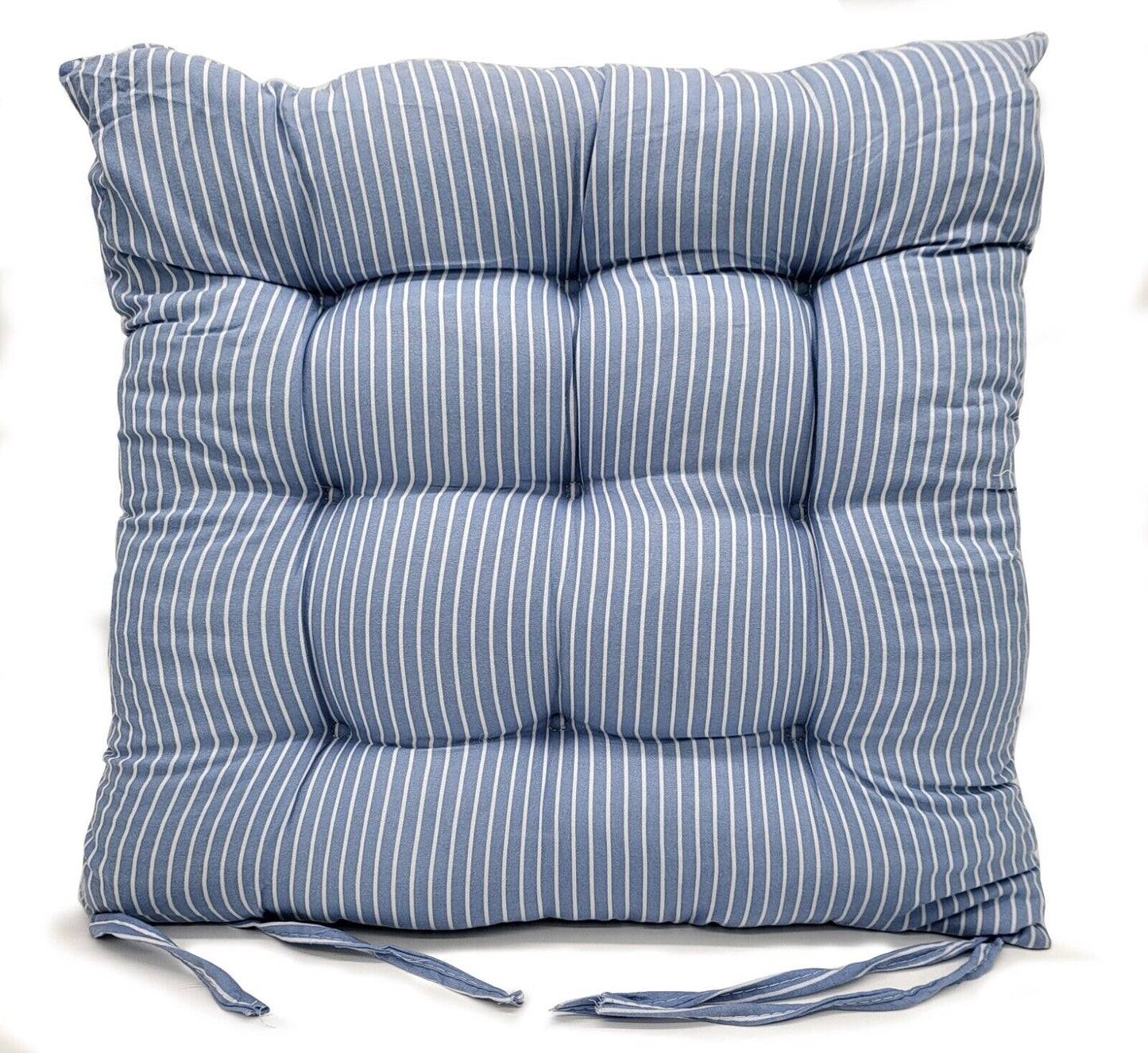 Seat Pad Dining Garden Kitchen Chair Pads Tie On Striped Blue