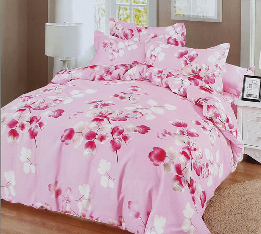 Duvet Cover Set with Pillow Cases 90 GSM PINK BRANCHES