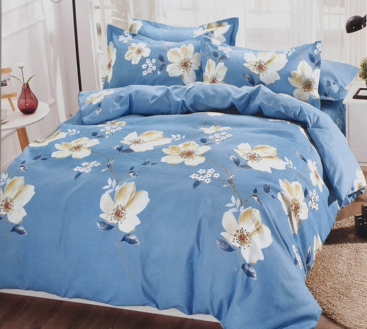 Duvet Cover Set with Pillow Cases 90 GSM DAISY TRAILS BLUE