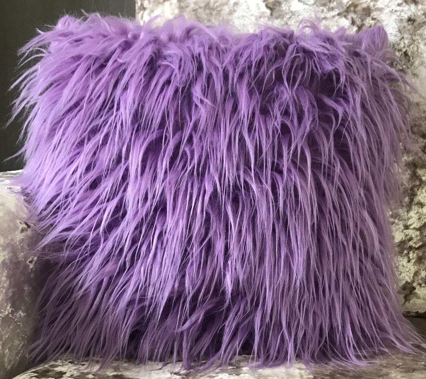 large cushion cover or cushions long Shaggy faux fur cushions PURPLE