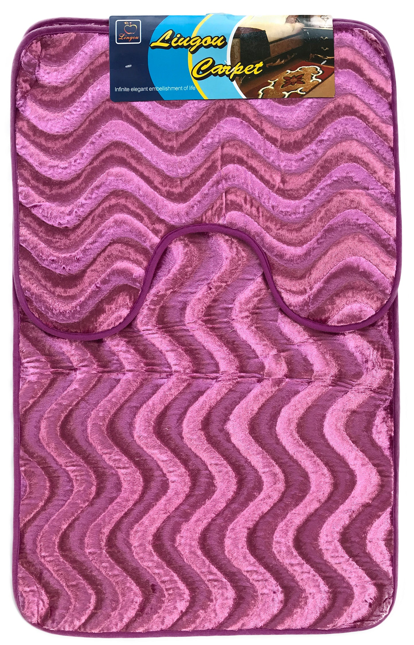 Bath Pedestal Mat wavy Anti Slip Purple