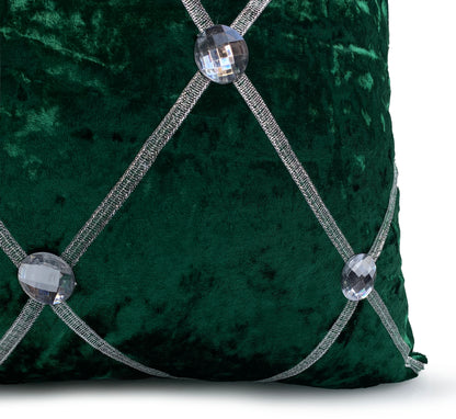 Large Crush Velvet Cushions or Covers Diamante Chesterfield  3 Sizes BOTTLE GREENcloser view