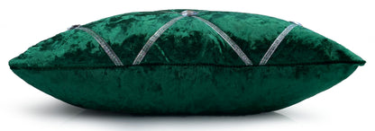 Large Crush Velvet Cushions or Covers Diamante Chesterfield  3 Sizes BOTTLE GREEN side view