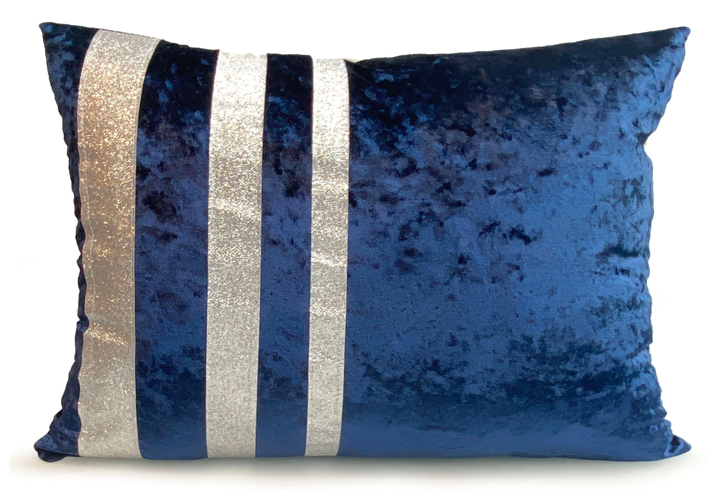 Cushions Covers Velvet Crushed or filled cushions Glitter stripe NAVY BLUE 17"x12"
