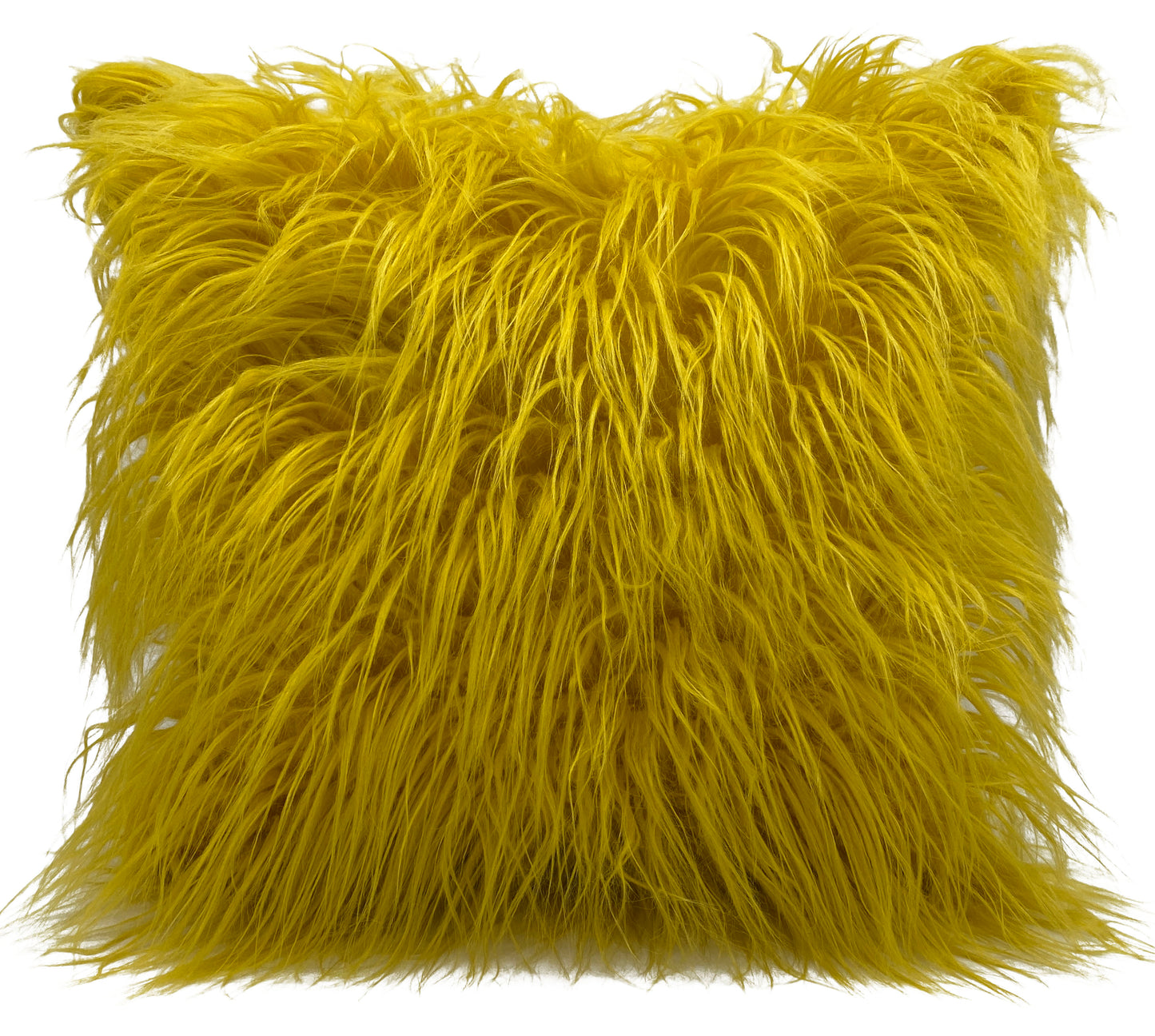 Large Cushion Cover or Cushions Shaggy Faux Fur Cushions Mustard Yellow