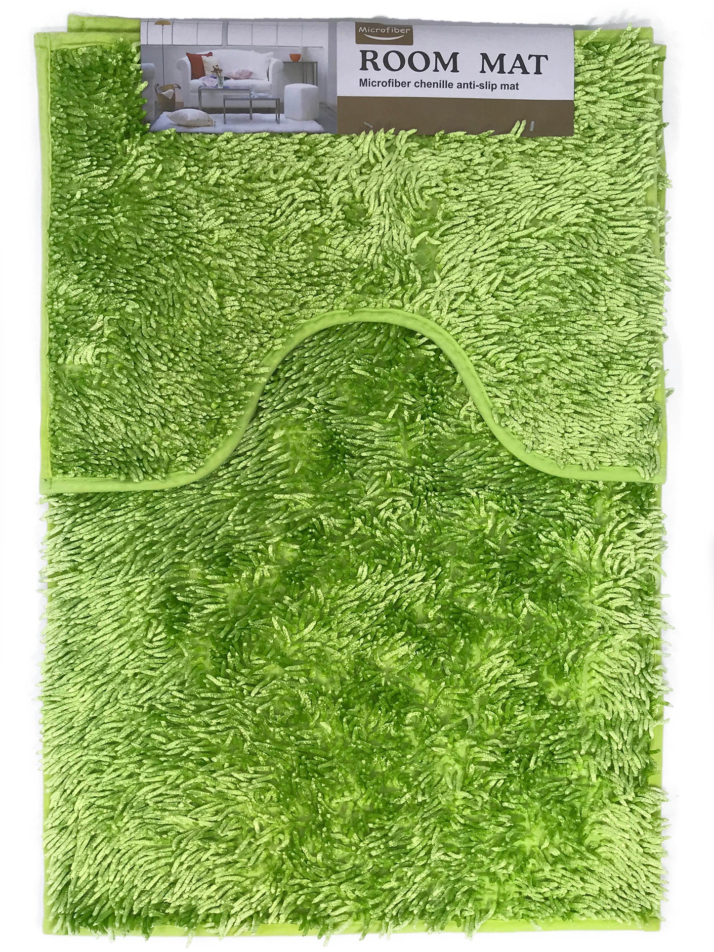 Chenille Bath Mat Sets Anti Slip LIME GREEN