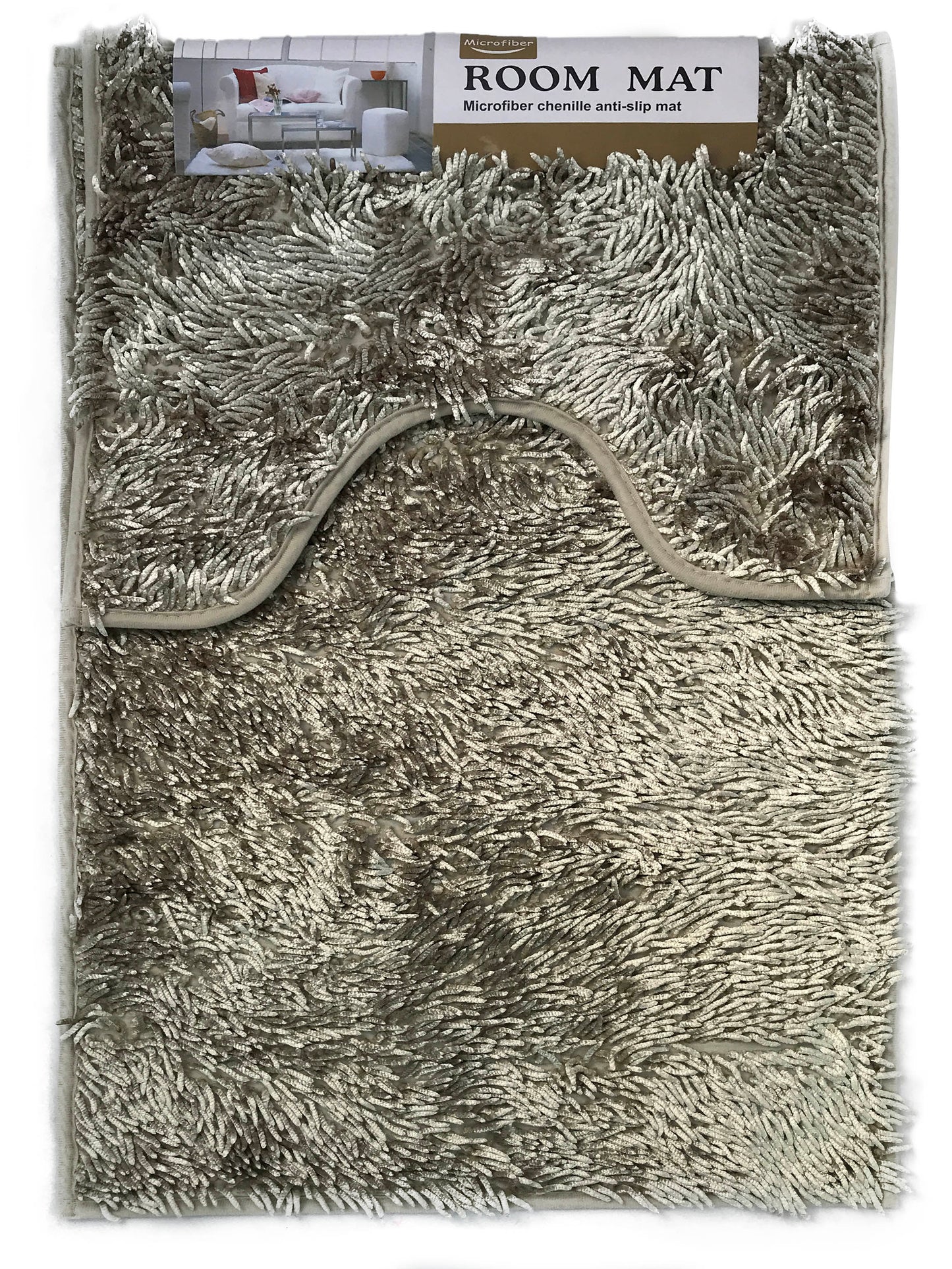 Chenille Bath Mat Sets Anti Slip SILVER