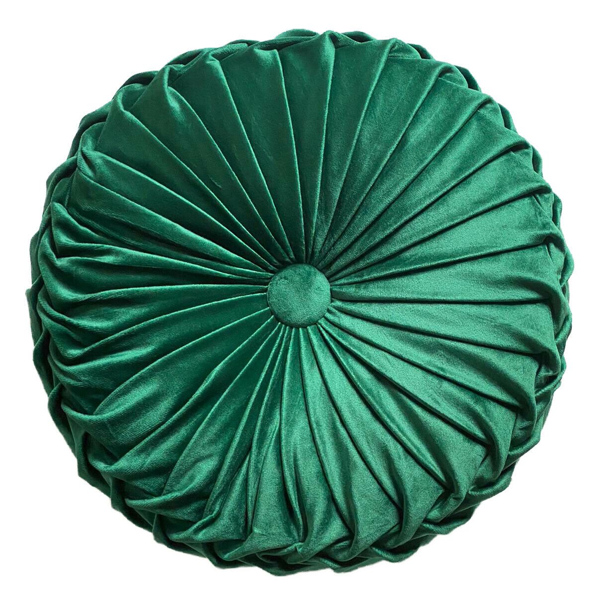 Round Cushion Holland Plush Velvet Chic Filled | BOTTLE GREEN