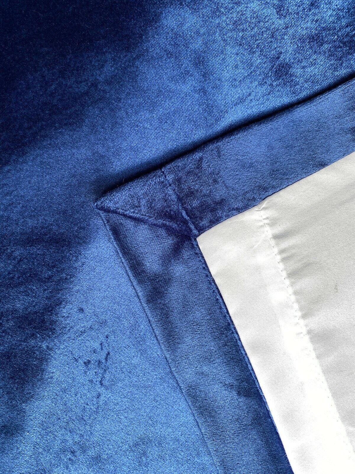 Eyelet Curtains Ring Top Lined Curtains ITALY Plush Velvet Navy Blue Lining view