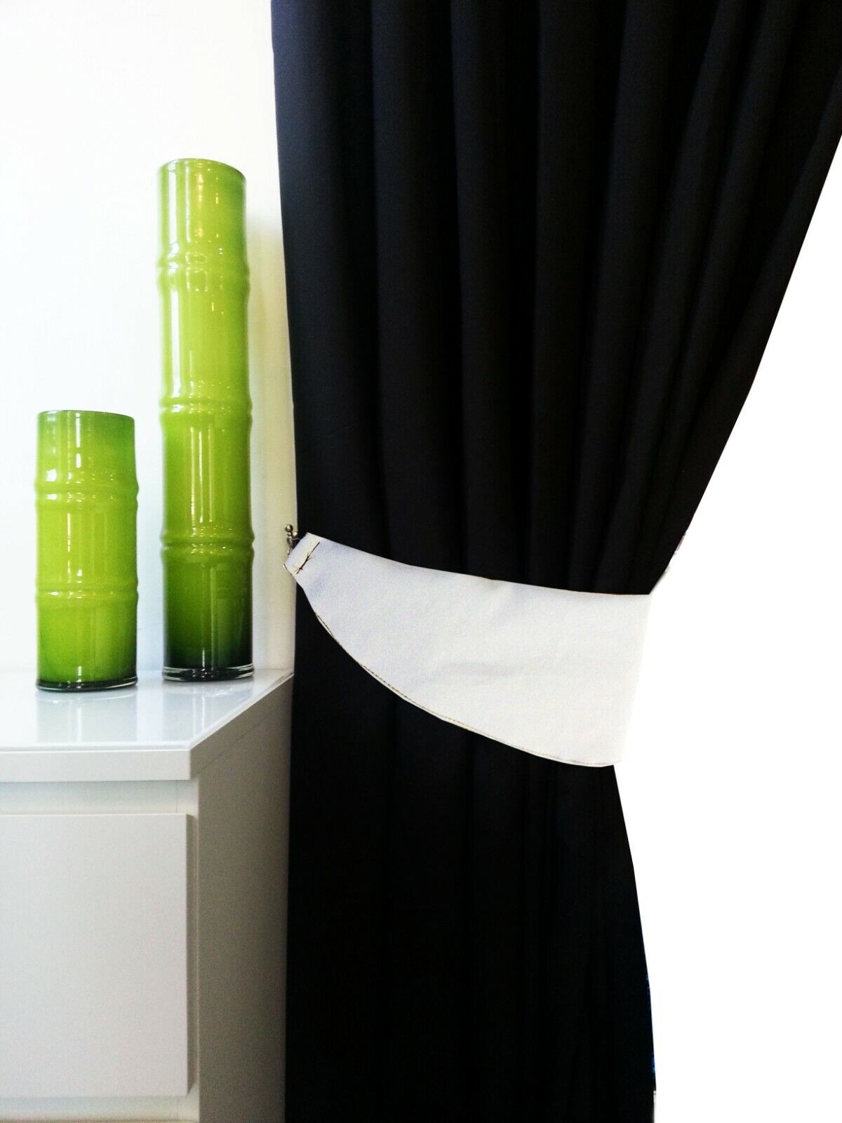 Eyelet curtains Ring Top Fully Lined Pair Ready made curtains White Tie