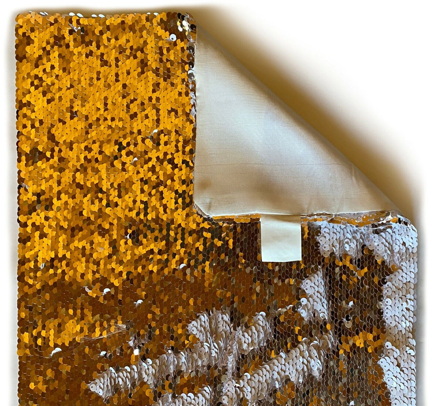 Table Runner, Reversible Sequin Table cloth, 12" X 69" Table Runner Gold