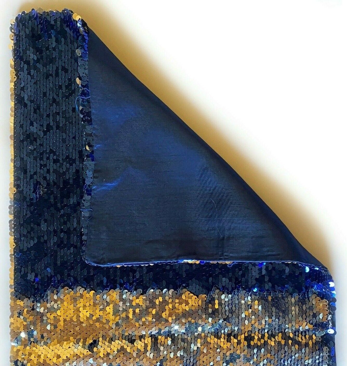 Table Runner, Reversible Sequin Table cloth, 12" X 69" Table Runner Navy Blue