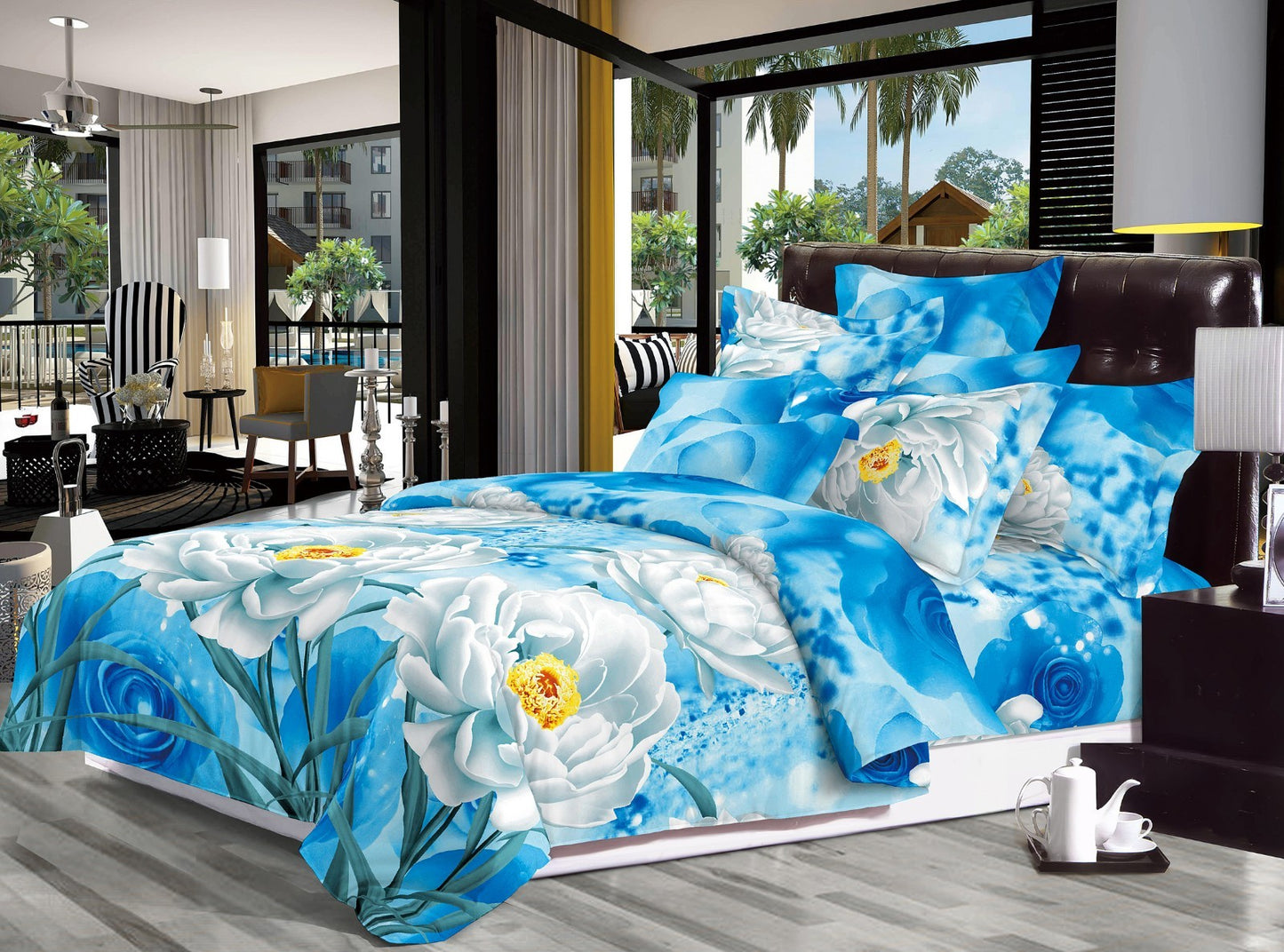 Duvet Cover set 3D Quilt Cover set 3 Pcs Bedding Animal Floral Rose 55 GSM