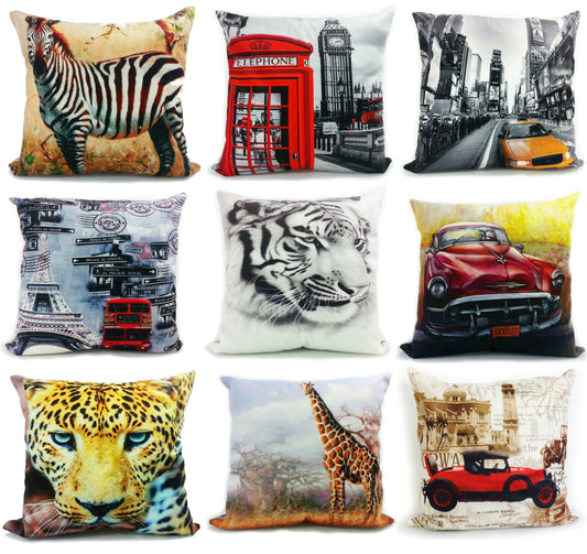 3d photographic cushion Cover cushions vintage tiger london girdar new york wolf