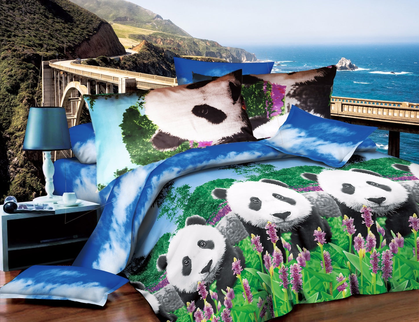 Duvet Cover set 3D Quilt Cover set 3 Pcs Bedding Animal Floral Rose 55 GSM