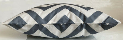Cushion Cover or Cushion Chevron ZIG ZAG stripe cotton Geometric  17" x 17" Grey side view