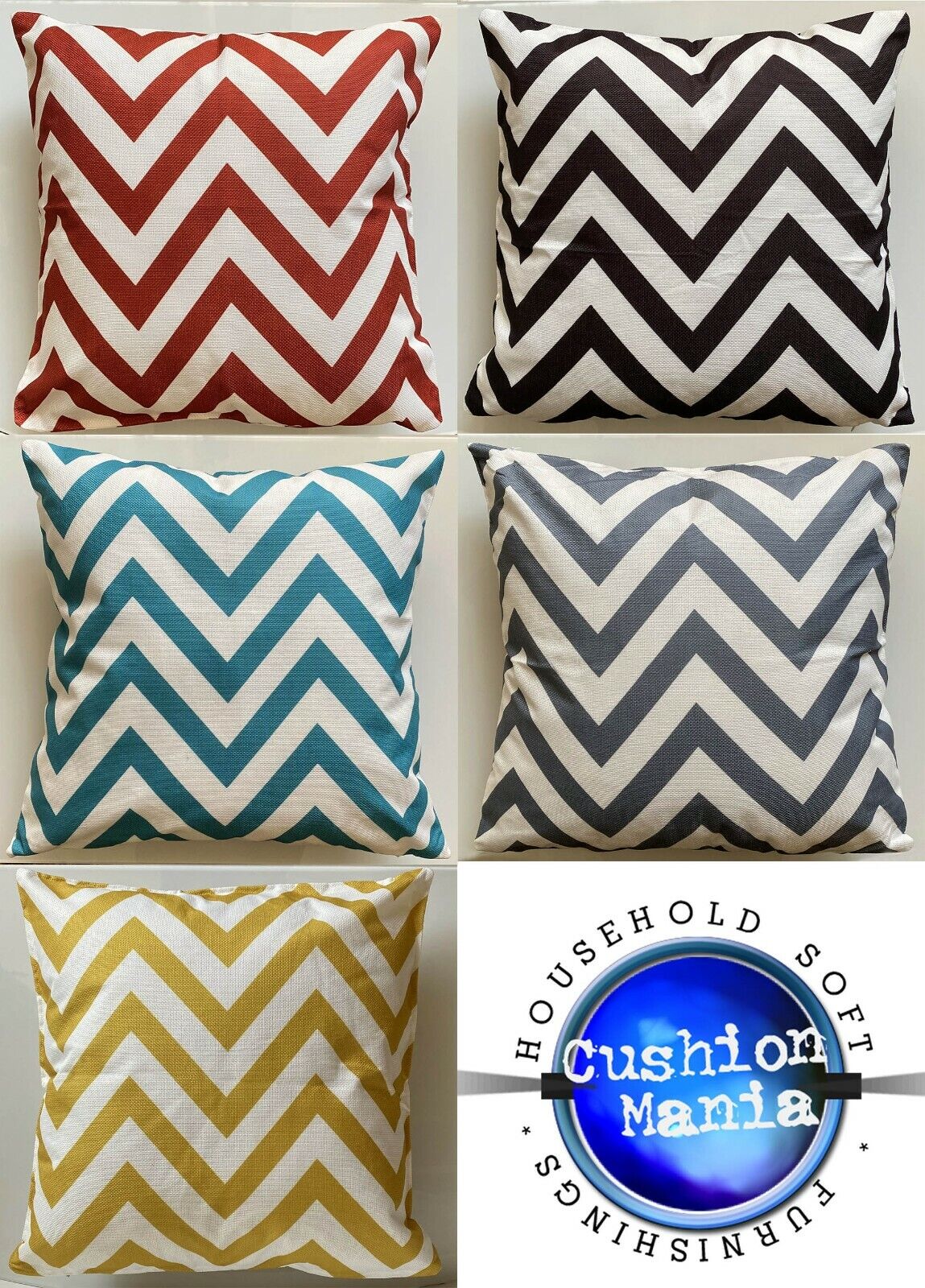 Cushion Cover or Cushion Chevron Zigzag stripe cotton Geometric  17" x 17"