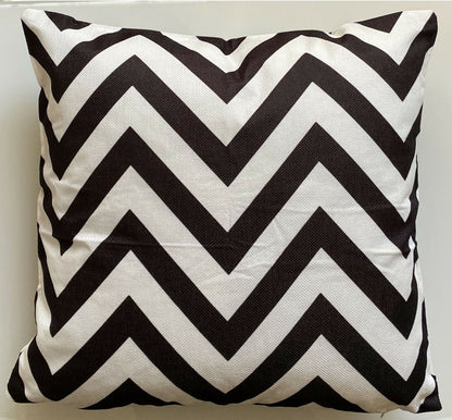 Cushion Cover or Cushion Chevron ZIG ZAG stripe cotton Geometric  17" x 17" Black