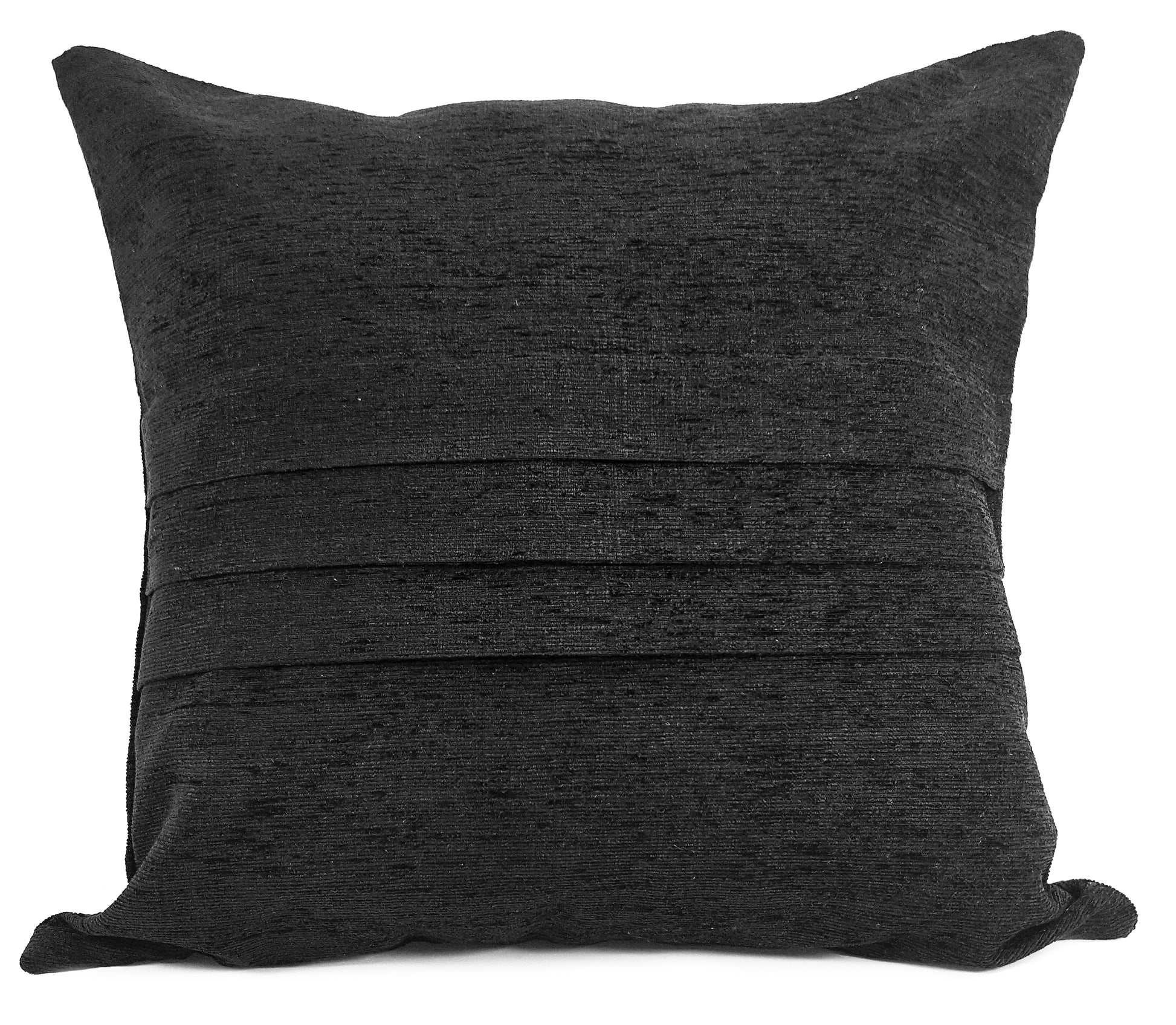 Set of 4 Cushion plain Heavy Chenille cushions Filled Black Pleated