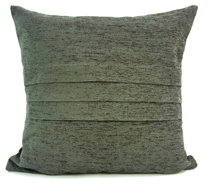 Set of 4 Cushion plain Heavy Chenille cushions Filled Grey Pleated