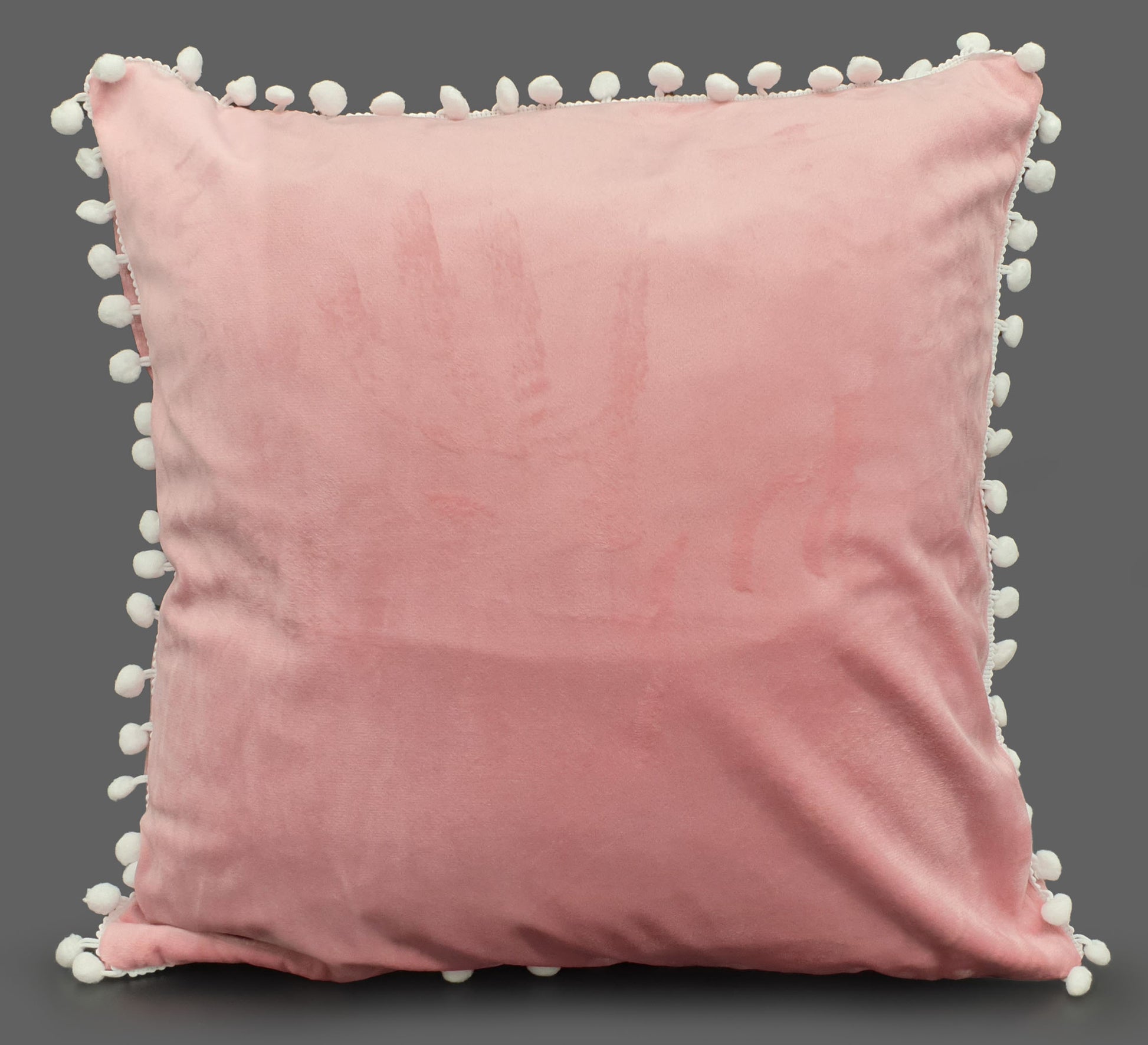 Pom Pom Cushion or Cover Plush Velvet White Pom Pom Soft Pink