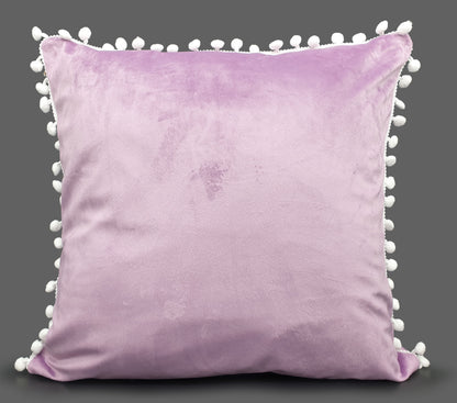 Pom Pom Cushion or Cover Plush Velvet White Pom Pom Mauve