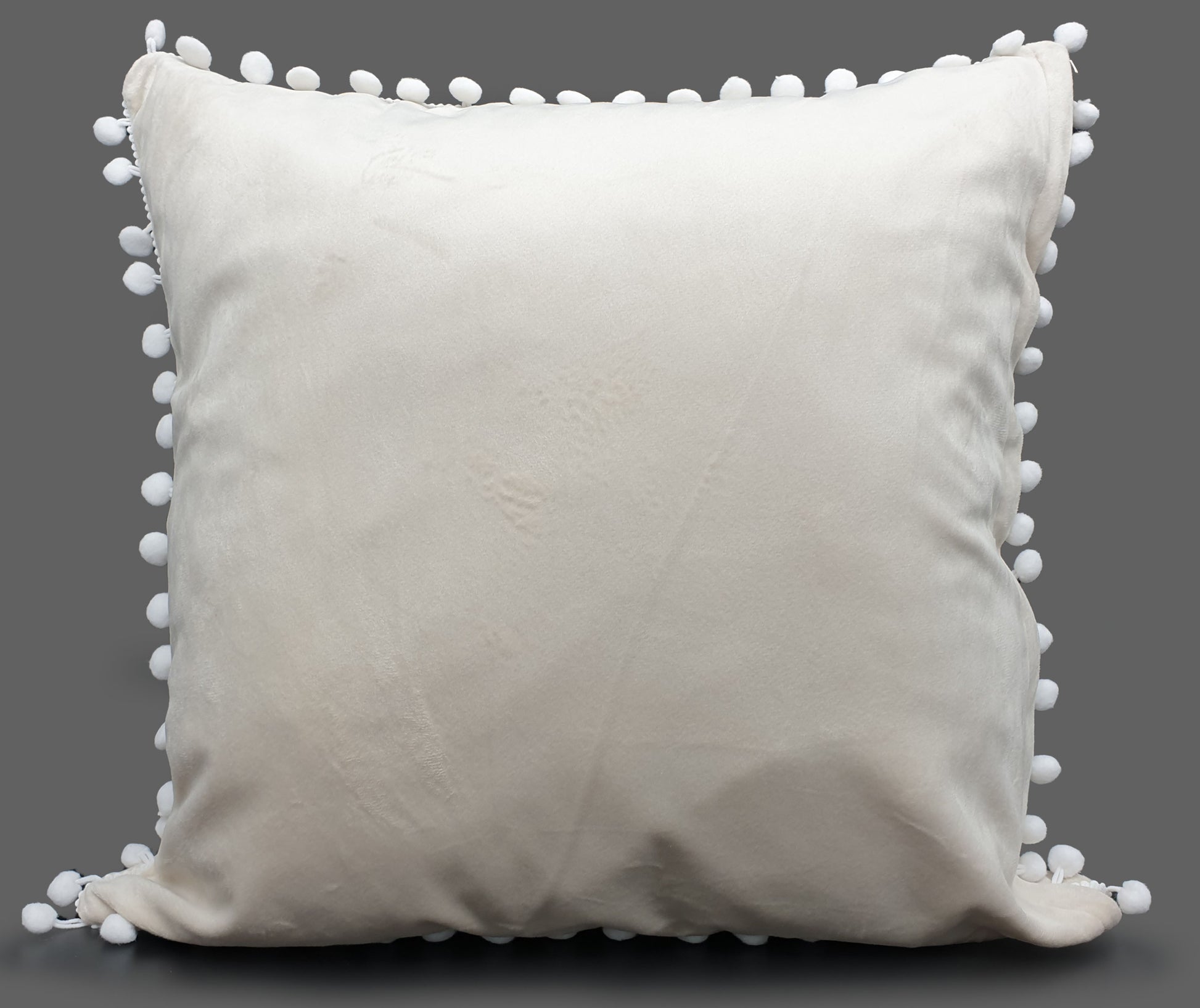 Pom Pom Cushion or Cover Plush Velvet White Pom Pom Cream