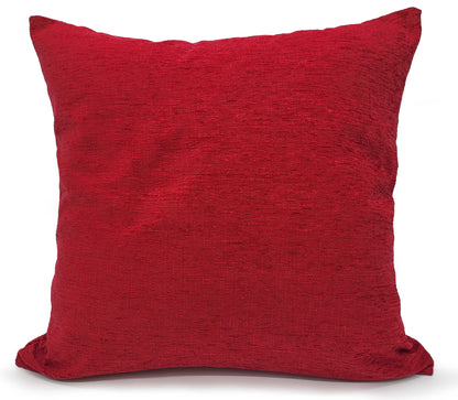 Set of 4 Cushion plain Heavy Chenille cushions Filled Red