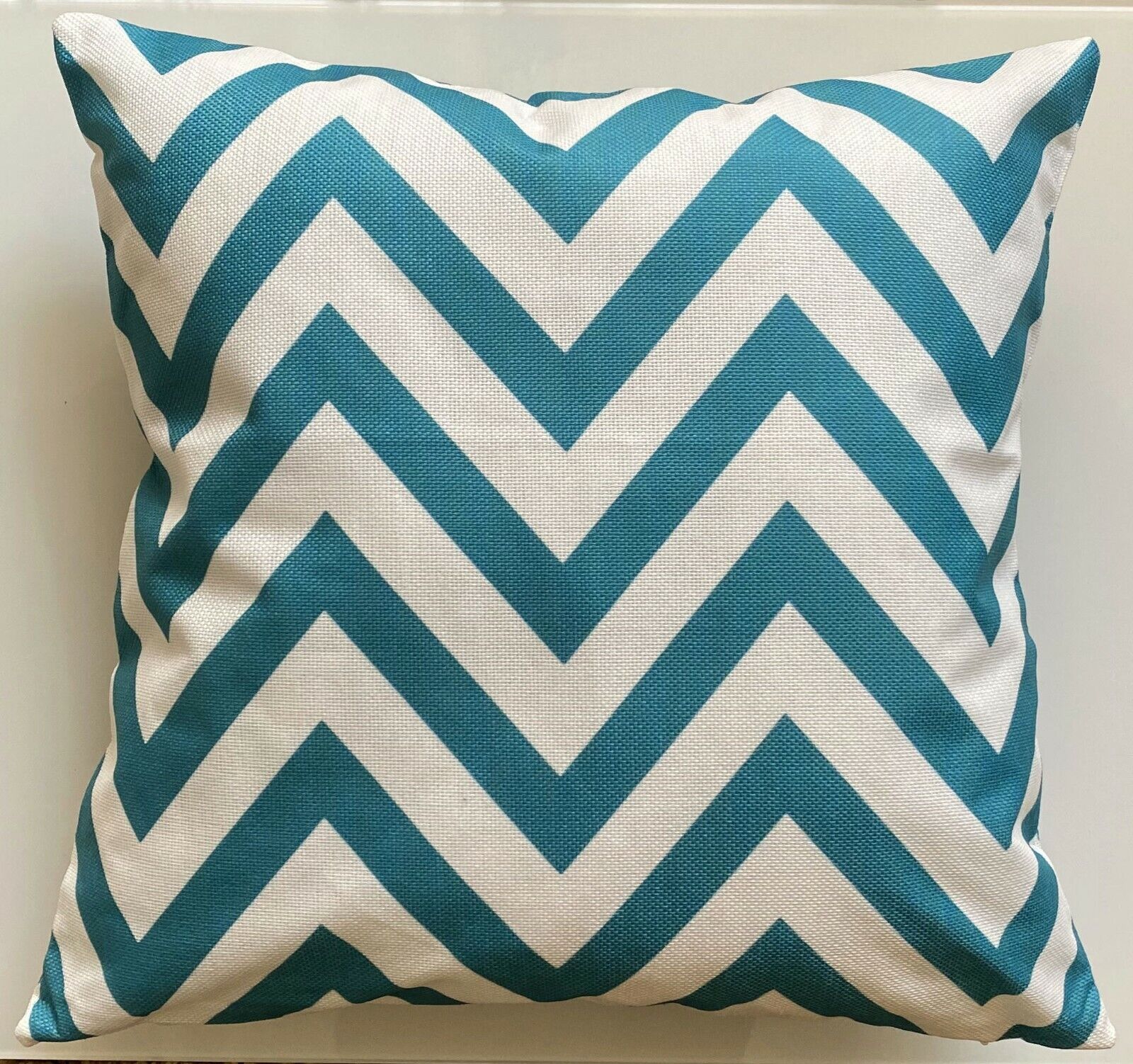 Cushion Cover or Cushion Chevron ZIG ZAG stripe cotton Geometric  17" x 17" Teal