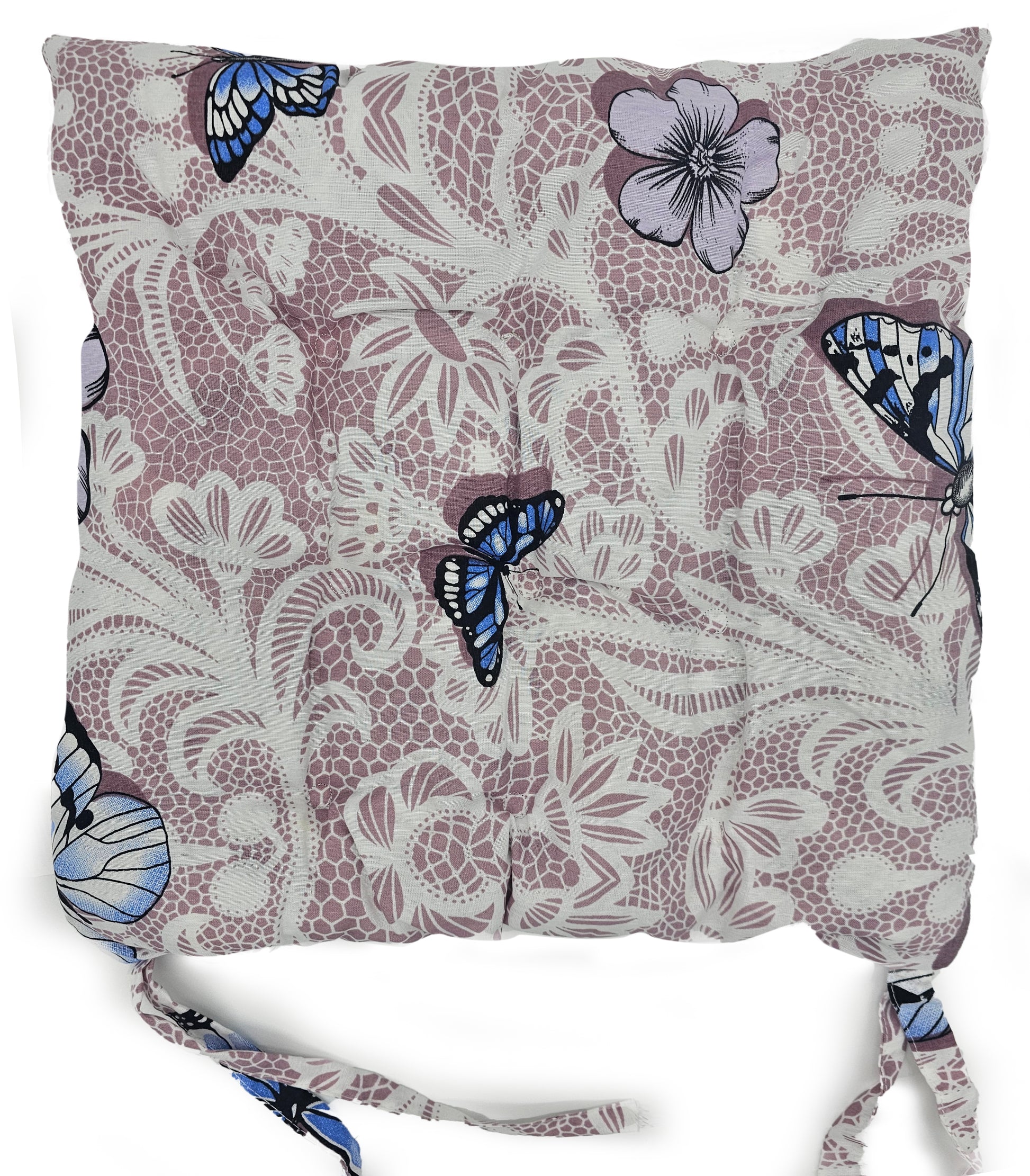 Seat Pad Dining Garden Kitchen Chair Cushions Tie On Butterfly pink